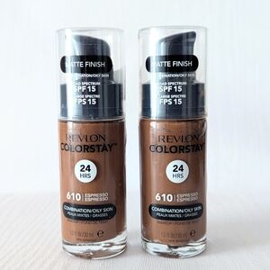 2Pcs Revlon Colorstay 24Hr Makeup Foundation Matte SPF 15 #610 ESPRESSO 1fl.oz
